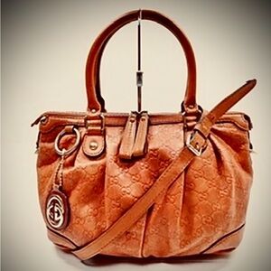 Gucci-Pre❤️2-wayGuccissima “Sukey”(gg)embossed🍊leather/crossbody/satchel/DB/Nice